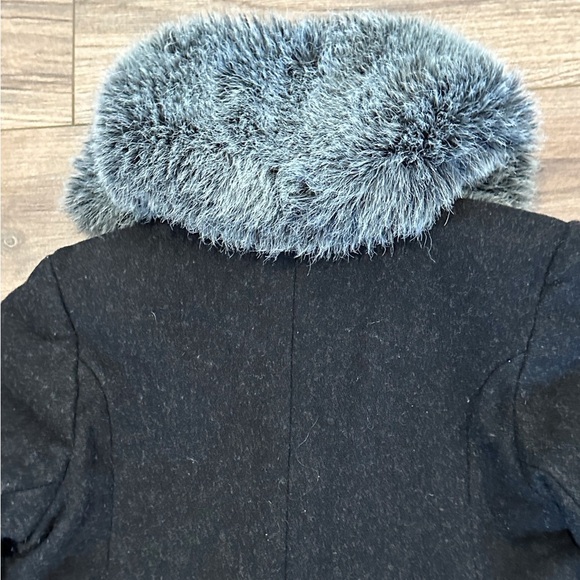 Florence Eisman Girls 6 Gray/Black Dressy Coat with Faux Fur Trim - Picture 3 of 9